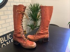 Botas de motocicleta vintage anos 70 EUA campus tamanho 6.5B couro laranja queimado comprar usado  Enviando para Brazil
