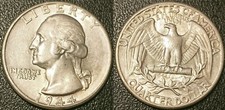 Estados Unidos - Washington moeda de 25 centavos de dólar prata 1944 Extremamente bom! Km# 164 comprar usado  Enviando para Brazil