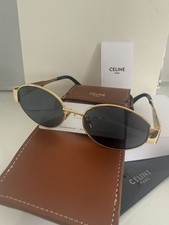 Óculos de sol CELINE Triomphe CL40235U armação dourada, lentes PRETAS, design oval, usado comprar usado  Enviando para Brazil