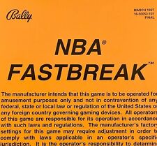 Bally nba fastbreak for sale  Glenside
