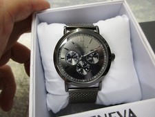 Novo Antigo Estoque Genebra Falso Cronógrafo Relógio de Quartzo Masculino Tom Gunmetal, usado comprar usado  Enviando para Brazil