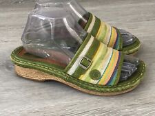 Sandalia vintage Born Drilles B7394 para mujer 7M de lona verde sin cordones Fiesta Slides segunda mano  Embacar hacia Argentina