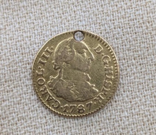 1787 ESPANHA 1/2 ESCUDOS MOEDA DE OURO KING CHARLES III (FURADO) comprar usado  Enviando para Brazil