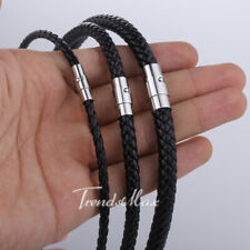 Gargantilha de colar de couro masculina preta trançada corda cordão 4/6/8 mm com fecho magnético comprar usado  Enviando para Brazil