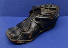 Meias de sapato vintage antigas esculpidas em madeira usadas inkwell tinta preta madeira, usado comprar usado  Enviando para Brazil