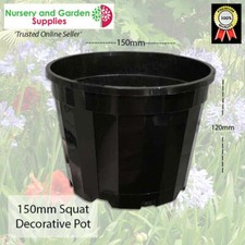 Vaso decorativo de 150 mm para plantas SQUAT - QTD-50 - preto brilhante e lados canelados comprar usado  Enviando para Brazil