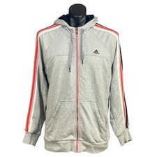 Usado, Jaqueta de atletismo Adidas 3 listras masculina L cinza zíper completo com capuz desempenho essencial comprar usado  Enviando para Brazil