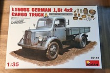 Caminhão de carga alemão Mercedes Benz L1500S 1,5 tonelada 4X2 em escala 1/35 Miniart com carga #35142 comprar usado  Enviando para Brazil