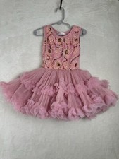 Vestido Popatu rosa lantejoulas tule rede saia forrada de seda tamanho criança XS 2-3 comprar usado  Enviando para Brazil