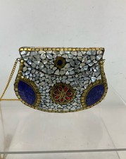 Bolsa tiracolo pérola iridescente ouro azul vermelho enfeitado capa dura comprar usado  Enviando para Brazil