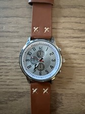 Relógio masculino mostrador cromado com pulseira bronzeada ótimo estado relógio sem marca, usado comprar usado  Enviando para Brazil