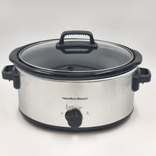 Panela Hamilton Beach portátil fogão lento 6 quartos preta prata 33665 10"x7" comprar usado  Enviando para Brazil