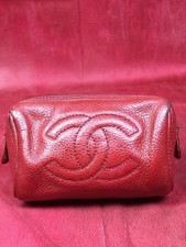 Autêntica mini carteira Chanel pele caviar marca coco em couro vermelho comprar usado  Enviando para Brazil