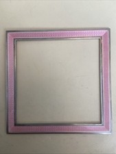 Moldura antiga de prata esterlina e esmalte guilhochê rosa 8,25 cm por 8,25 cm comprar usado  Enviando para Brazil