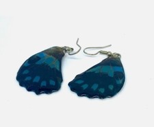 Brincos de asa de borboleta azul real feitos à mão Tailândia natureza joia presente ecológico, usado comprar usado  Enviando para Brazil