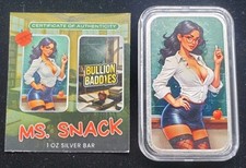 Bullion Baddies "Ms. Lanche" Colorido 1 oz .999 Barra de Prata com Certificado de Autenticidade Mais Procurado! comprar usado  Enviando para Brazil