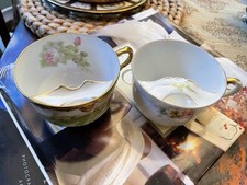 Antigo Nippon & Coronet Limoges Pintado à Mão Floral 2 Copos de Bigode Linha do Cabelo comprar usado  Enviando para Brazil