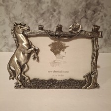 Moldura de metal "estanho" 6 X 4 com vidro decoração de cowboy ocidental para equitação a cavalo  comprar usado  Enviando para Brazil