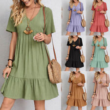 Mini vestido feminino linha A gola V festa noite verão praia verão vestido de verão casual comprar usado  Enviando para Brazil