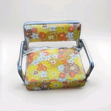 Assento elevatório portátil vintage retrô anos 70 infantil icônico flor vinil braços de metal comprar usado  Enviando para Brazil