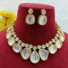 CONJUNTO DE BRINCOS DE COLAR GARGANTILHA NUPCIAL BANHADO A OURO BOLLYWOOD KUNDAN JOIAS INDIANAS comprar usado  Enviando para Brazil