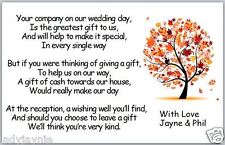 Wedding poem cards for sale  MOLD