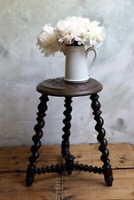 French Antique Stool Hand Carved Barley Twist Legs Monogrammed Wooden Display, usado comprar usado  Enviando para Brazil