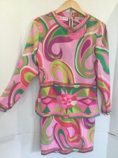 Vintage Anos 1980 PIA RUCCI 2 peças 100% seda designer pop art geométrico 8 rosa verde comprar usado  Enviando para Brazil