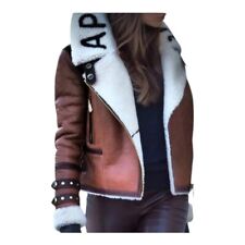 Jaqueta Aptir feminina retrô aviador couro sintético com detalhes em lã, 2XL  comprar usado  Enviando para Brazil