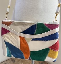 Bolsa tiracolo patchwork couro multicolorida retrô branca colorblock vibração anos 80 comprar usado  Enviando para Brazil