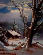 Snowy Moon Night Cabin Deer R A Fox, usado comprar usado  Enviando para Brazil
