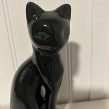 Estatueta moderna de cerâmica gato preto meados do século vintage retrô decoração para casa olho verde comprar usado  Enviando para Brazil