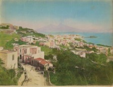 Nápoles Italia Panorama Vesuvio Antiguo Mano Tintado Pintado Foto comprar usado  Enviando para Brazil