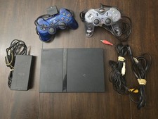 Sistema de jogos console de jogos Sony PlayStation 2 Slim com 2 cabos de controle e jogos comprar usado Sistema de jogos console de jogos Sony PlayStation 2 Slim com 2 cabos de controle e jogos comprar usado  Enviando para Brazil