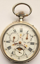 Pocket watch silver with a perpetual calendar and moon phases - 1895 s. na sprzedaż  PL