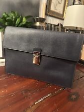 Bolsa envelope de couro PRADA Saffiano azul marinho, usado comprar usado  Enviando para Brazil