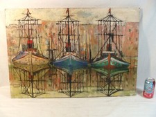 Pintura a óleo original 1951 Leonardo Papasogli O/B navios ancorados comprar usado  Enviando para Brazil