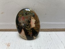 Cabochão oval vintage estilo vitoriano Lady in a Hat camafeu vidro temperado 40x30mm comprar usado  Enviando para Brazil