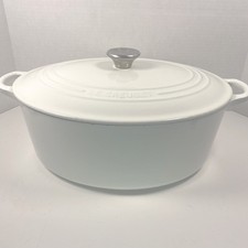 Forno oval holandês Le Creuset ferro fundido esmaltado #31 com tampa 6,75 qt. Branco LEIA comprar usado  Enviando para Brazil