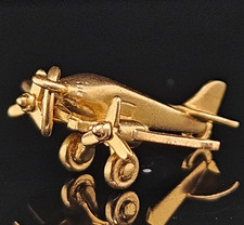 Pingente Berloque AVIÃO Ouro 14K Aviação Hélice Móvel Voador 3D Vintage comprar usado  Enviando para Brazil