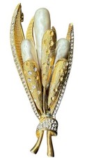 Broche vintage Kramer talo pérolas falsas folhas em tom dourado assinado raro comprar usado  Enviando para Brazil
