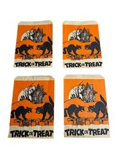 Lote (4)Saco de doces vintage de papel truque ou guloseima para gatos pretos truque ou guloseima comprar usado  Enviando para Brazil