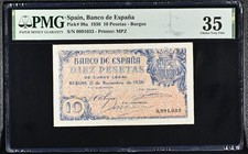 10 PESETAS 21-11-1936 PMG 35 SIN SERIE ESPAÑA SPAIN SPANIEN SIN RESTAURAR, usado comprar usado  Enviando para Brazil