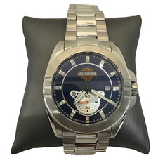 Bulova relógio masculino Bar & Shield Harley-Davidson data quartzo prata 44 mm 76B183 comprar usado  Enviando para Brazil