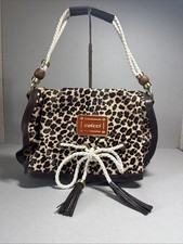 Bolsa de mão Colcci de couro marrom e leopardo falso designer feita no Brasil comprar usado  Enviando para Brazil