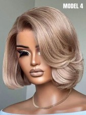 Perucas de cabelo humano ondulado curto loiro cinza 13x4 peruca frontal de renda perucas bob para mulheres comprar usado  Enviando para Brazil