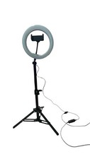 Anel de luz LED 8" com suporte para tripé e suporte para telefone, alimentado por USB, regulável 27" comprar usado  Enviando para Brazil