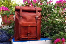 Usado, Mochila de Couro Marrom Nova Mochila de Ombro de Viagem Bolsa Vintage Genuína comprar usado  Enviando para Brazil