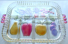 Guirlanda de frutas transparente decorada de vidro Indiana Happenings bandeja dividida prato, usado comprar usado  Enviando para Brazil