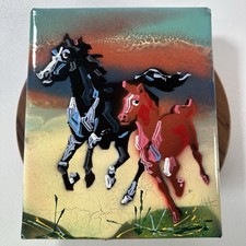Arte de parede colorida abstrata de cavalos em tela de metal – Pintura original assinada comprar usado  Enviando para Brazil